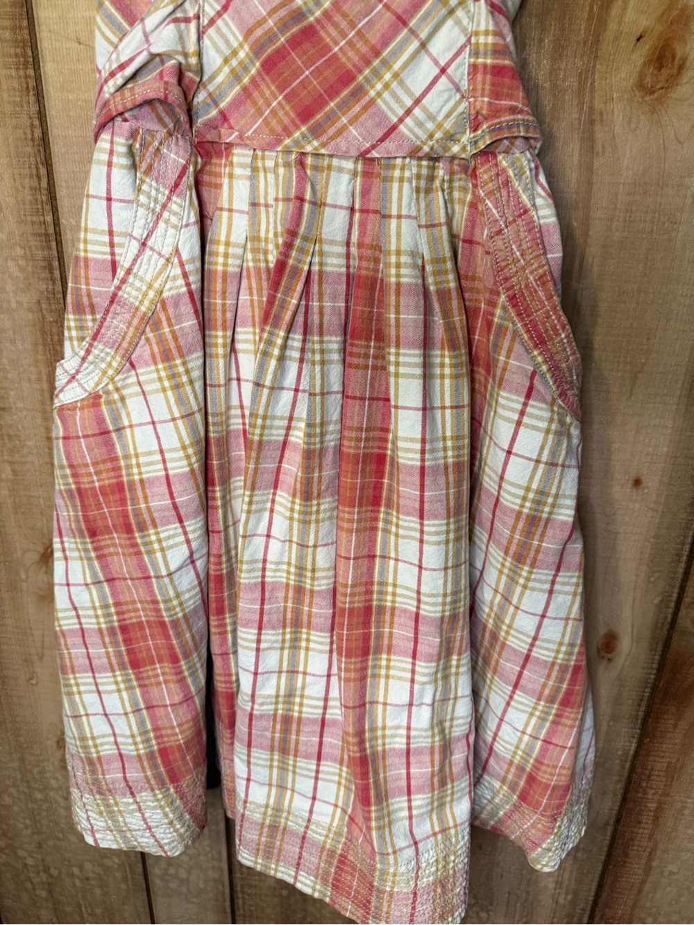 Free People Pink Plaid Spaghetti-Strap Midi Dress Vintage 100% Cotton - Picture 4 of 16